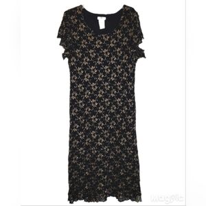 Cato Plus Size 22W Black Lace Gold Floral Sheath Dress Flutter Sleeve Lined